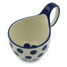 Polish Pottery Bowl with Loop Handle 16 oz Bold Blue Dots