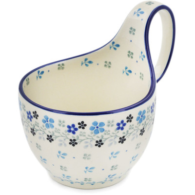 Polish Pottery Bowl with Loop-Handle 16 oz Bright Day