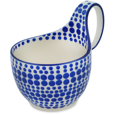 Polish Pottery Bowl with Loop Handle 16 oz Dandy Dots UNIKAT