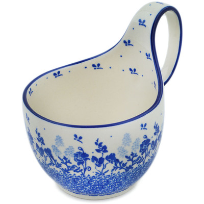 Polish Pottery Bowl with Loop Handle 16 oz Dewy Morning