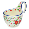 Polish Pottery Bowl with Loop Handle 16 oz Festive Mistletoe UNIKAT