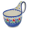 Polish Pottery Bowl with Loop Handle 16 oz Front Yard Blooms