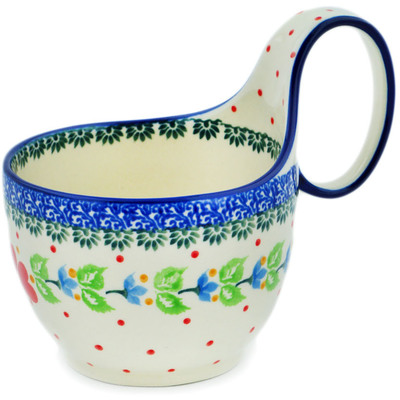 Polish Pottery Bowl with Loop Handle 16 oz Love Ivy