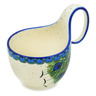 Polish Pottery Bowl with Loop Handle 16 oz Majestic Peacock