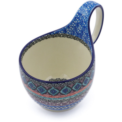 Polish Pottery Bowl with Loop Handle 16 oz Mesa UNIKAT