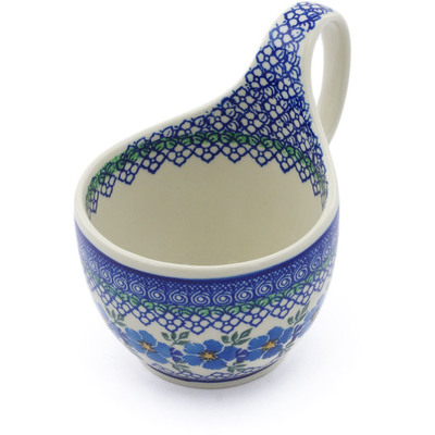 Polish Pottery Bowl with Loop Handle 16 oz Morning Glory