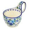 Polish Pottery Bowl with Loop Handle 16 oz Soft Starry Flowers UNIKAT