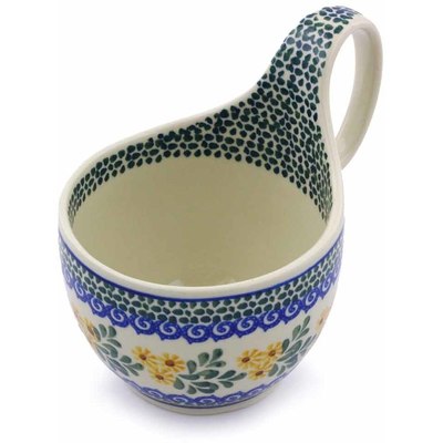 Polish Pottery Bowl with Loop Handle 16 oz Summer Day