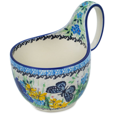 Polish Pottery Bowl with Loop Handle 16 oz Sweet Nectar UNIKAT