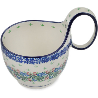 Polish Pottery Bowl with Loop-Handle 16 oz Texas Wildflower