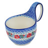 Polish Pottery Bowl with Loop Handle 16 oz Wrapped In Flowers