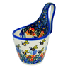 Polish Pottery Bowl with Loop-Handle 7&quot; Bee Fun UNIKAT