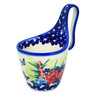 Polish Pottery Bowl with Loop-Handle 7&quot; Butterfly Rush UNIKAT