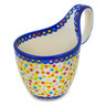 Polish Pottery Bowl with Loop-Handle 7&quot; Colorful Polka Dots