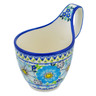 Polish Pottery Bowl with Loop-Handle 7&quot; Happy Blue UNIKAT