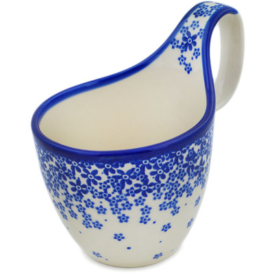 Polish Pottery Bowl with Loop-Handle 7&quot; Indigo Infusion