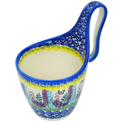 Polish Pottery Bowl with Loop-Handle 7&quot; Long Lavender UNIKAT