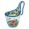 Polish Pottery Bowl with Loop-Handle 7&quot; Royal Meadow UNIKAT