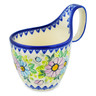 Polish Pottery Bowl with Loop-Handle 7&quot; Spring&#039;s Pastels