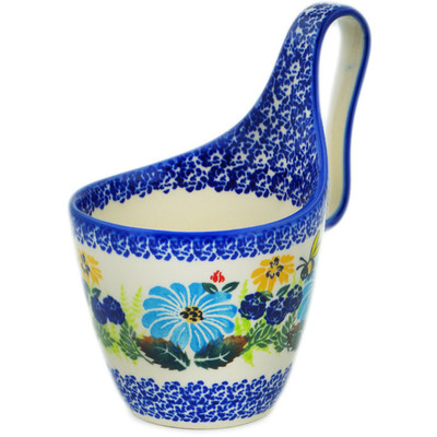 Polish Pottery Bowl with Loop-Handle 7&quot; Summer Bees UNIKAT