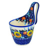 Polish Pottery Bowl with Loop-Handle 7&quot; Sunflower UNIKAT