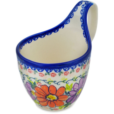 Polish Pottery Bowl with Loop-Handle 7&quot; Vivid Sights UNIKAT