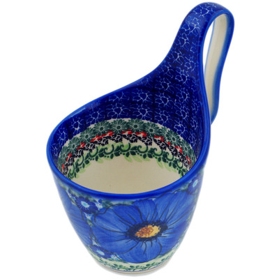 Polish Pottery Bowl with Loop Handle Azure Passion UNIKAT