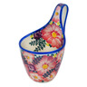 Polish Pottery Bowl with Loop Handle Blossoming Purple Harmony UNIKAT