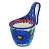 Polish Pottery Bowl with Loop Handle Bluebonnet Spring UNIKAT