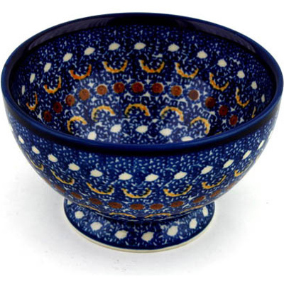 Polish Pottery Bowl with Pedestal 5&quot; Blue Horizons