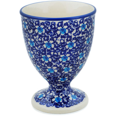 Polish Pottery Bowl with Pedestal 5&quot; Flowers On The Lake