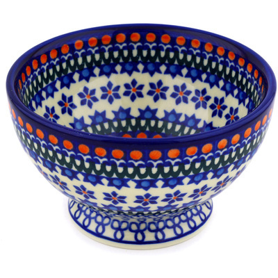 Polish Pottery Bowl with Pedestal 5&quot;