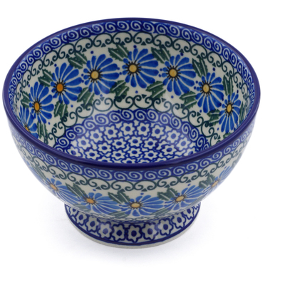 Polish Pottery Bowl with Pedestal 5&quot; Morning Daisy