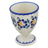 Polish Pottery Bowl with Pedestal 5&quot; Orange And Blue Flower