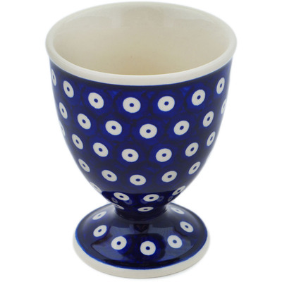 Polish Pottery Bowl with Pedestal 5&quot; Peacock Eyes