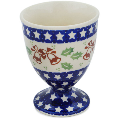 Polish Pottery Bowl with Pedestal 5&quot; Sleigh Bells