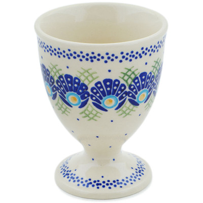 Polish Pottery Bowl with Pedestal 5&quot; Tail Feathers