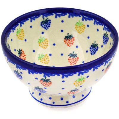 Polish Pottery Bowl with Pedestal 5&quot; Very Berry