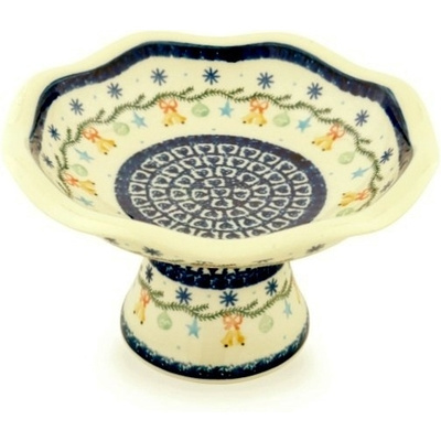 Polish Pottery Bowl with Pedestal 8&quot;
