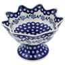 Polish Pottery Bowl with Pedestal 9&quot; Peacock Forget-me-not