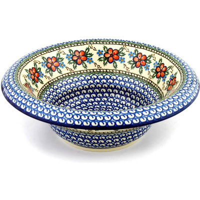 Polish Pottery Bowl with Rolled Lip 12&quot; Lancaster Rose
