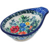 Polish Pottery Bowl with Spout 4&quot; Blue Daisy Bouquet UNIKAT