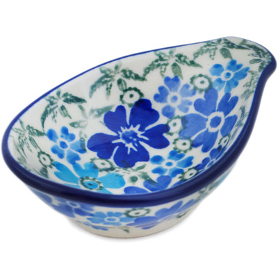 Polish Pottery Bowl with Spout 4&quot; Fields Of Blue UNIKAT