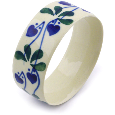 Polish Pottery Bracelet 3&quot; Bleeding Heart Peacock