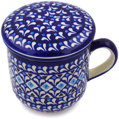 Polish Pottery Brewing Mug 12 oz Blue Diamond Dream
