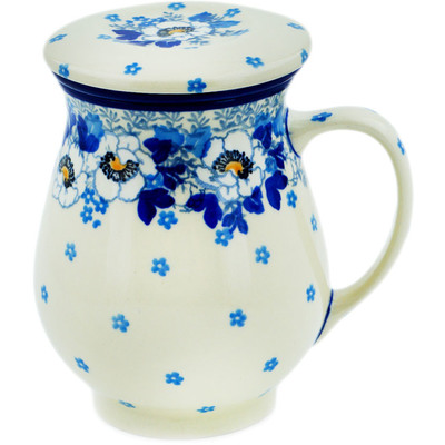 Polish Pottery Brewing Mug 16 oz Blue Spring