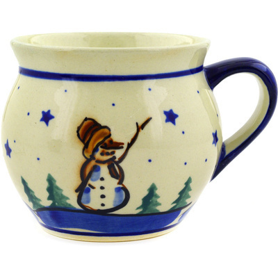 Polish Pottery Bubble Mug 10 oz Winter Snowman