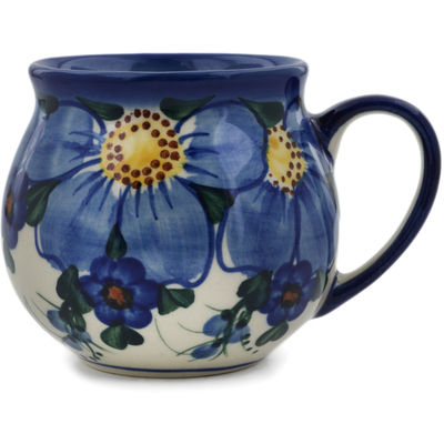 Polish Pottery Bubble Mug 11 oz Himalayan Blue Poppy UNIKAT
