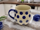 Polish Pottery Bubble Mug 12 oz Blue Polka Dot Beauty