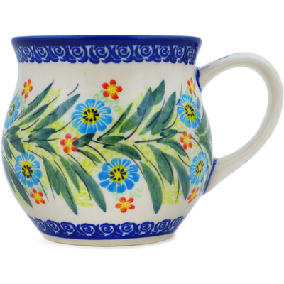 Polish Pottery Bubble Mug 12 oz Bright Wreath UNIKAT